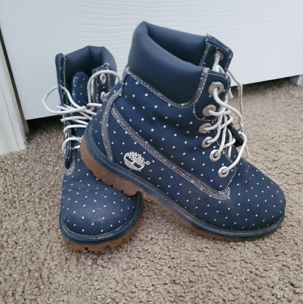 Polka dot denim timberland boots
